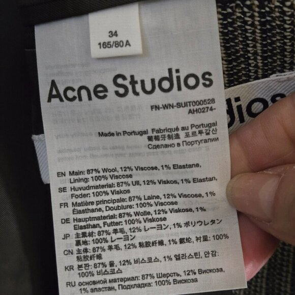 Acne Studios NWT Single Breasted Suit Jacket Size 34/2 - Picture 11 of 13